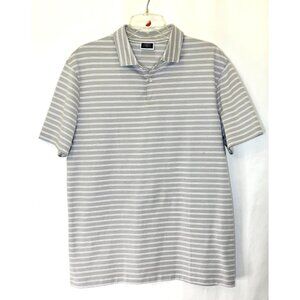 Charles Tyrwhitt Polo Shirt Mens Large Gray Striped Short Sleeve Cotton